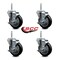 Service Caster 4 Inch Black Polyurethane Wheel Swivel 58 Inch Threaded Stem Caster Set with Brake SCC SCC-TS20S414-PPUB-BLK-TLB-58212-4 - alternate 3